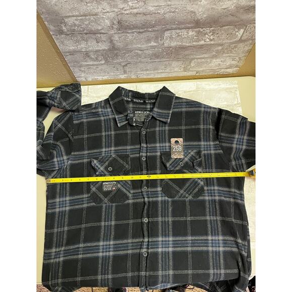 Howitzer Men's Plaid Flannel Shirt Jacket Blue Long Sleeve Size L Warm Cozy Soft - Picture 13 of 13